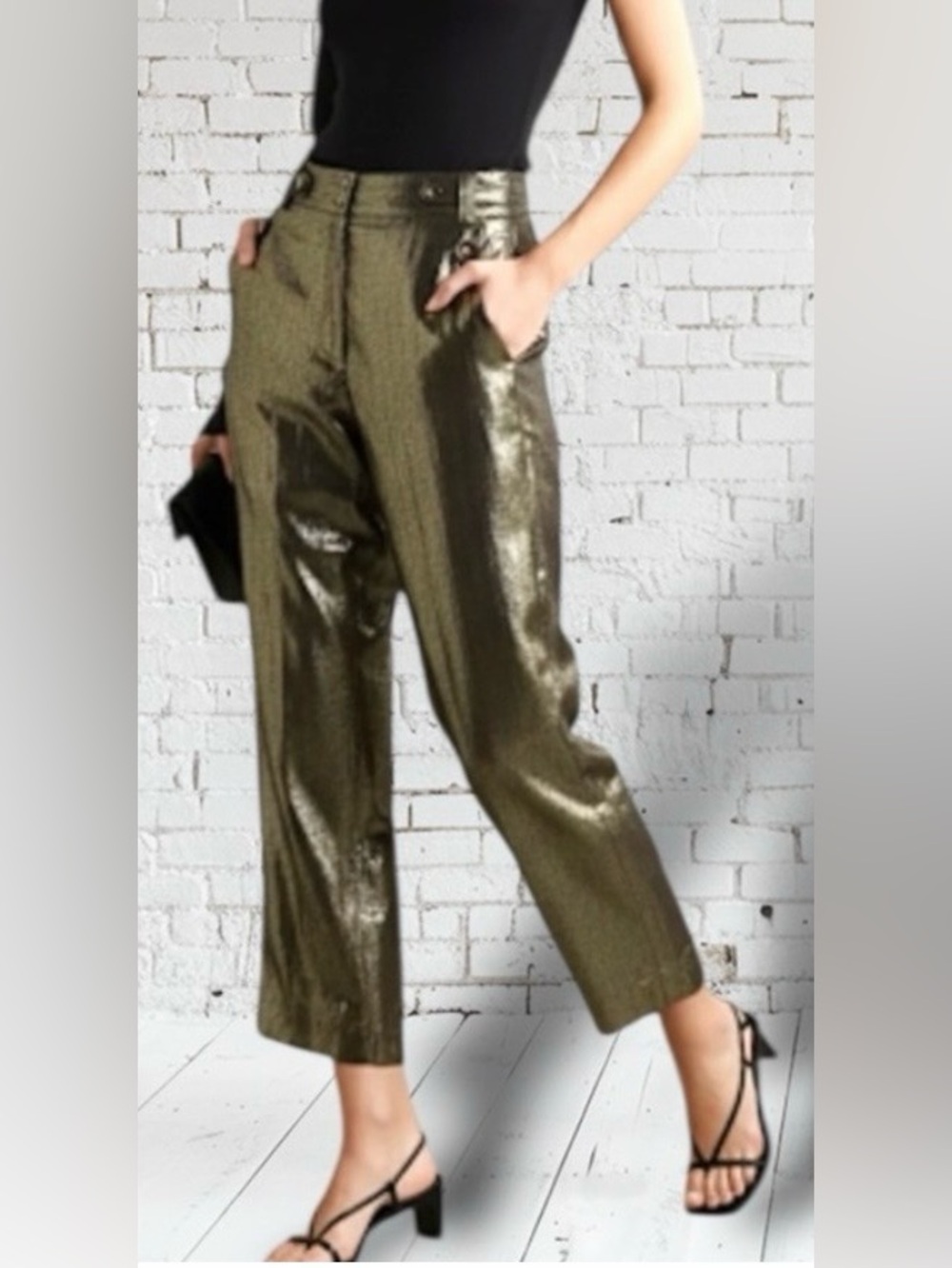 Derek Lam Women's Silk Tailored-trousers Metallic Gold Women's Pants 8